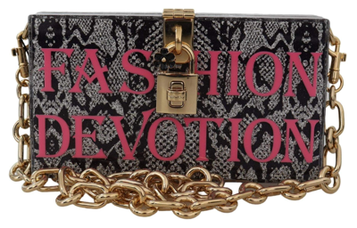 Shop Dolce & Gabbana Gray Fashion Devotion Clutch Plexi Sicily Box Purse
