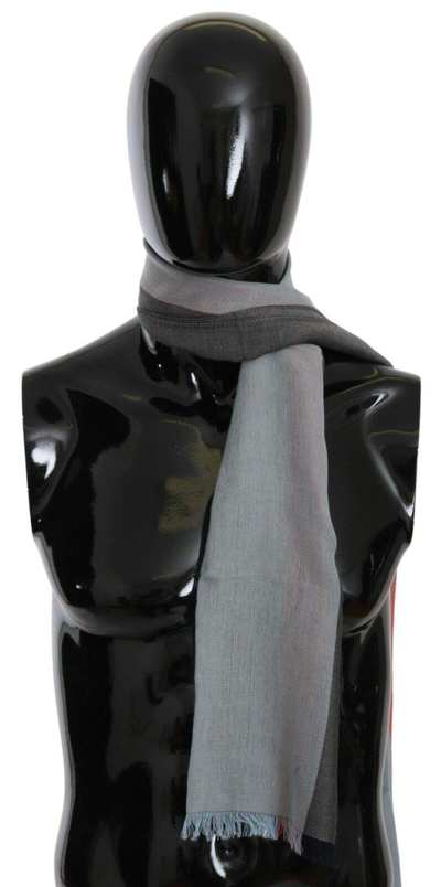 Shop Dolce & Gabbana Gray Fringe Neck Wrap Cotton Scarf