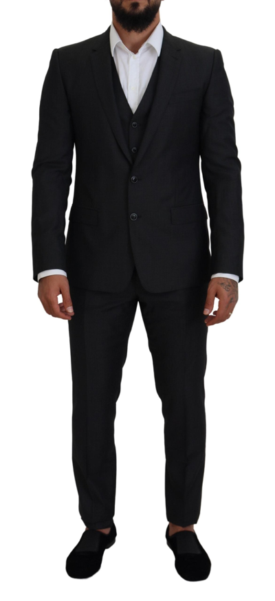 Shop Dolce & Gabbana Gray Martini 3 Piece Slim Fit Suit