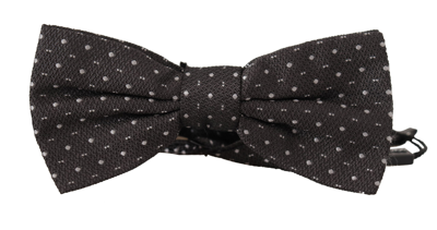 Shop Dolce & Gabbana Gray Polka Dot 100% Silk Neck Papillon Tie In Black