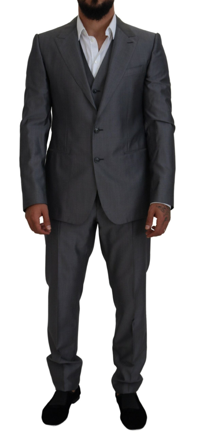 Shop Dolce & Gabbana Gray Sicilia 3 Piece Slim Fit Suit