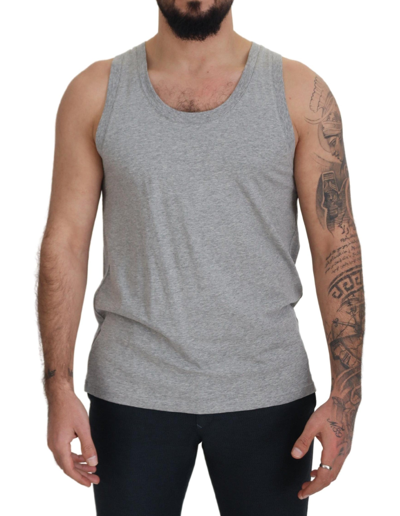 Shop Dolce & Gabbana Gray Sleeveless Logo Print Underwear T-shirt