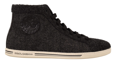 Shop Dolce & Gabbana Gray Wool Cotton Casual High Top Sneakers