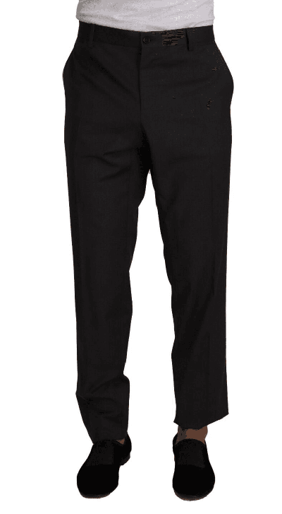 Dolce & Gabbana Black Wool Skinny Formal Trouser Pants In Gray