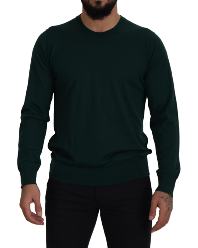 Shop Dolce & Gabbana Green Cashmere Crewneck Pullover Sweater