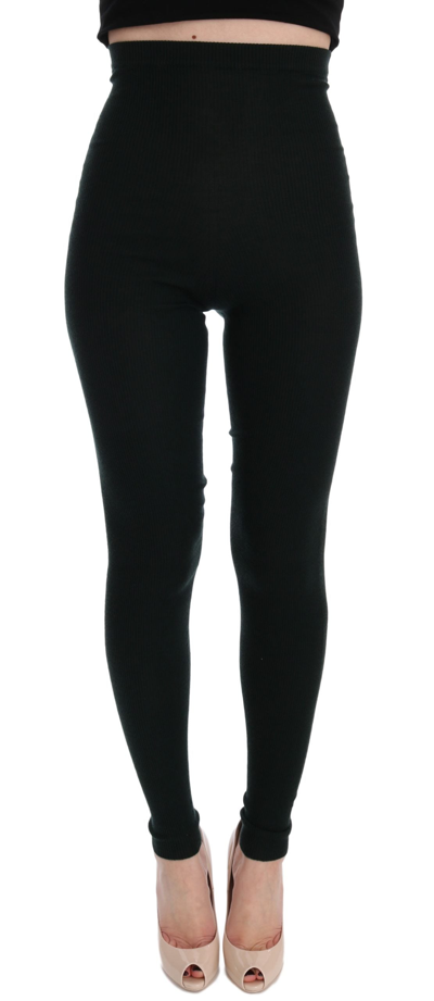 Dolce & Gabbana Green Wool Stretch Tights In Green