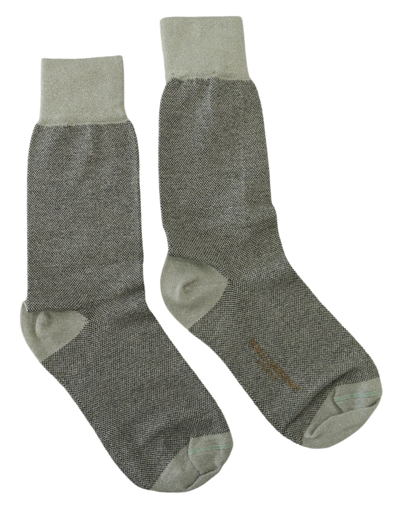 Shop Dolce & Gabbana Grey Viscose Stretch Mid Calf  Socks In Gray