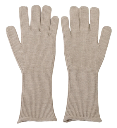 Shop Dolce & Gabbana Ivory Cashmere Silk Hands Mitten S Gloves In White