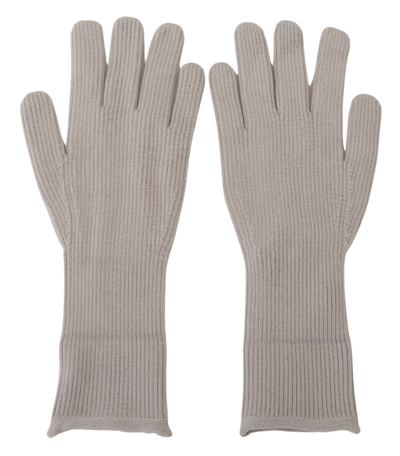 Shop Dolce & Gabbana Light Gray Cashmere Hands Mitten S Gloves In Grey