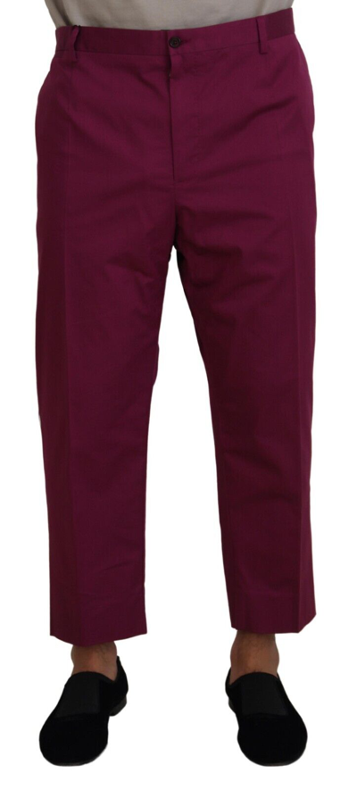 Shop Dolce & Gabbana Magenta Cotton Dg Logo Pocket Trouser Pants In Pink