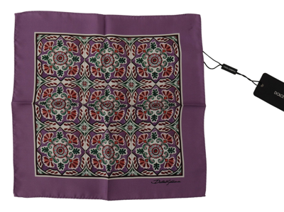 Shop Dolce & Gabbana Majolica Patterned Square Handkerchief Silk Scarf In Multicolor