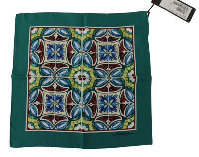 Shop Dolce & Gabbana Majolica Patterned Square Handkerchief Scarf Silk In Multicolor