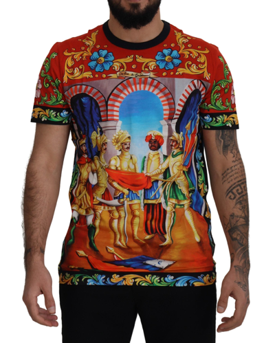 Shop Dolce & Gabbana Majolica Soldier Cotton T-shirt In Multicolor