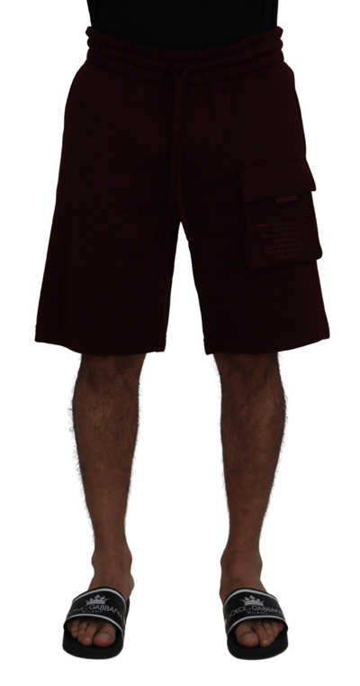 Shop Dolce & Gabbana Maroon Bermuda Cargo  Shorts