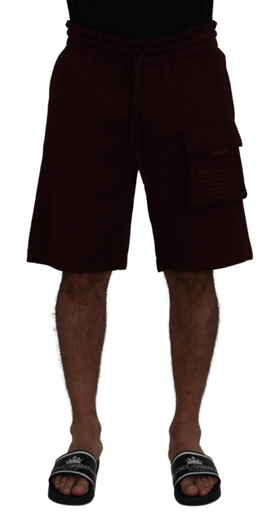 Dolce & Gabbana Maroon Bermuda Cargo  Shorts In Maroon