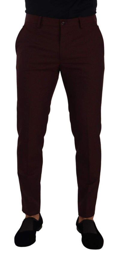 Shop Dolce & Gabbana Maroon Bordeaux Skinny Slim Trouser Pants