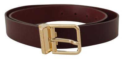 Shop Dolce & Gabbana Maroon Vitello Leather Gold Metal Buckle Belt