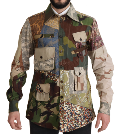 Shop Dolce & Gabbana Multicolor Button Down Patchwork Shirt