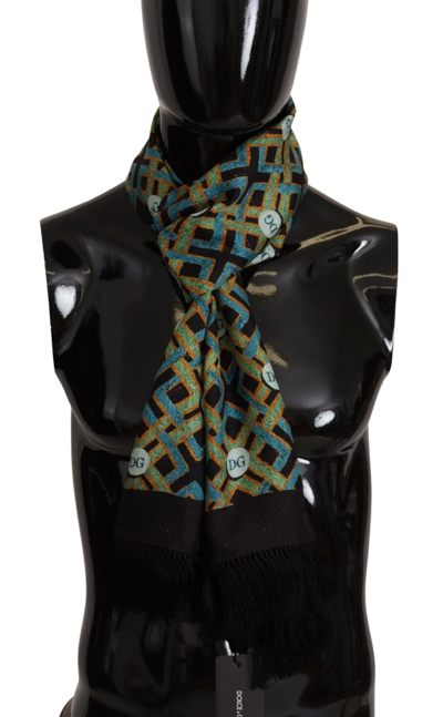 Shop Dolce & Gabbana Multicolor Dg Logo Shawl Warm Neck Wrap Fringe Scarf