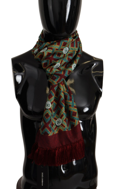 Dolce & Gabbana Multicolor Dg Logo Shawl Warm Neck Wrap Fringe Scarf In Multicolor