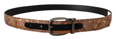 Dolce & Gabbana Multicolor Embossed Leather Black Metal Buckle Belt In Multicolor