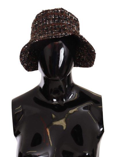 Shop Dolce & Gabbana Multicolor Fabric Woven Wide Brim Bucket Hat