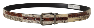 Shop Dolce & Gabbana Multicolor Exotic Leather Patchwork Metal Belt