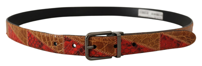 Shop Dolce & Gabbana Multicolor Exotic Vintage Chrome Buckle Belt