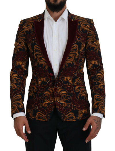 Shop Dolce & Gabbana Multicolor Floral Single Breasted Martini Blazer