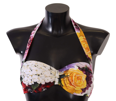 Shop Dolce & Gabbana Multicolor Floral Swimsuit Bikini Top Swimwear