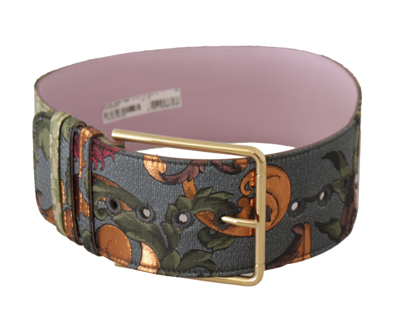 Shop Dolce & Gabbana Multicolor Leather Embroidered Gold Metal Buckle Belt