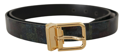 Shop Dolce & Gabbana Multicolor Leather Gold Tone Metal Vernice Belt In Black