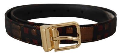 Shop Dolce & Gabbana Multicolor Leather Jacquard Gold Metal Buckle Belt