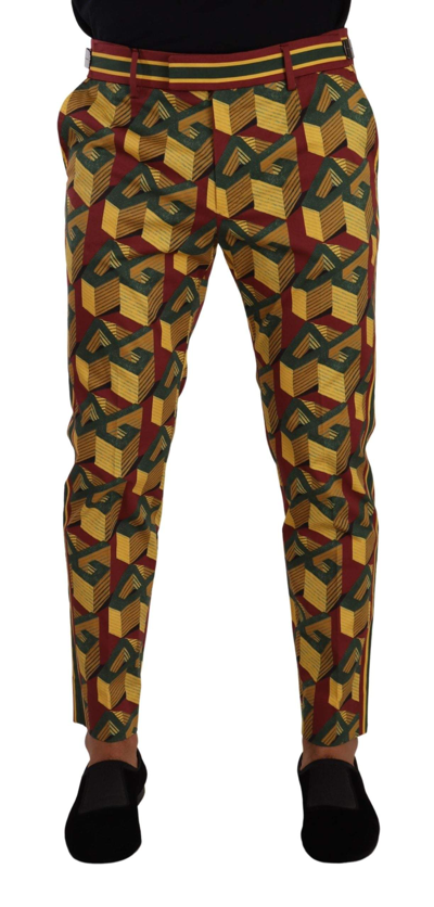 Shop Dolce & Gabbana Multicolor Logo Mania Cotton Tapered Trouser Pants