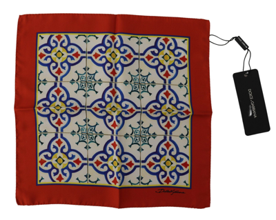 Shop Dolce & Gabbana Multicolor Majolica Pattern Square Handkerchief