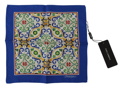Shop Dolce & Gabbana Multicolor Majolica Print Square Handkerchief Scarf
