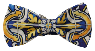 Shop Dolce & Gabbana Multicolor Majolica Print Adjustable Papillon Bow Tie