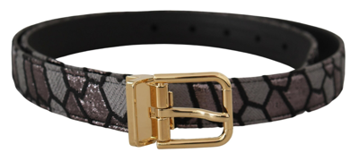 Dolce & Gabbana Multicolor Patchwork Leather Gold Jaquard Belt In Multicolor