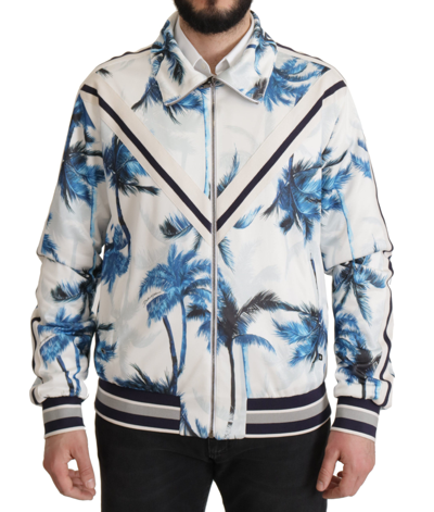 Shop Dolce & Gabbana Multicolor Tree Print  Full Zip Sweater