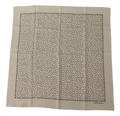 Shop Dolce & Gabbana Off White Polka Dots Square Handkerchief Scarf Silk