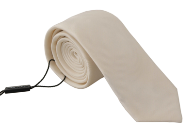Shop Dolce & Gabbana Off-white 100% Silk Slim Adjustable  Accessory Necktie