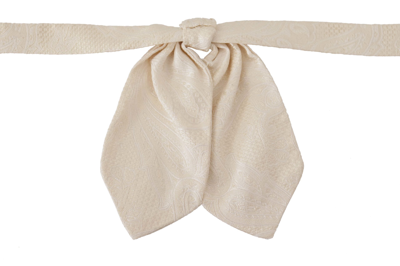 Shop Dolce & Gabbana Off-white 100% Silk Slim Adjustable Neck Papillon Tie In Off White