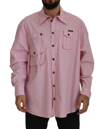 Shop Dolce & Gabbana Pink Casual Button Down Long Sleeves Shirt
