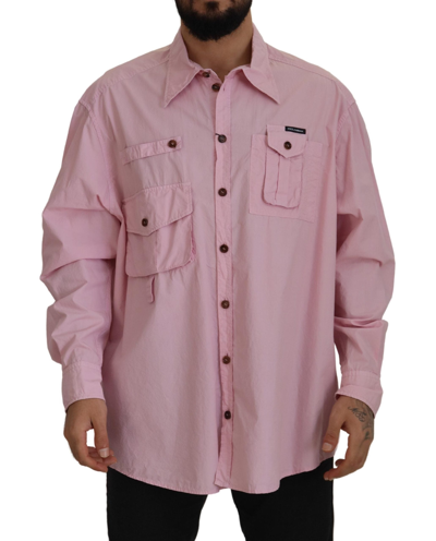 Dolce & Gabbana Pink Casual Button Down Long Sleeves Shirt In Pink