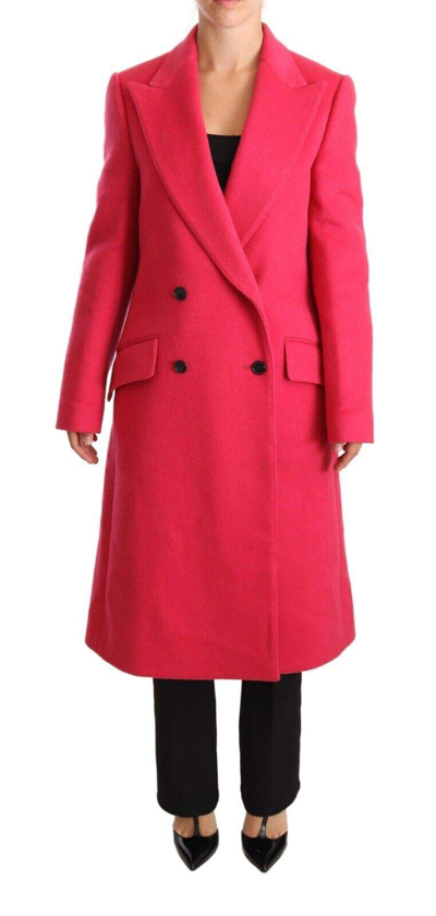 Shop Dolce & Gabbana Pink Double Breasted Trenchcoat Jacket