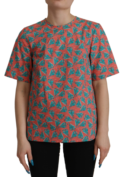 Dolce & Gabbana Pink Sail Boat Print Cotton T-shirt In Pink