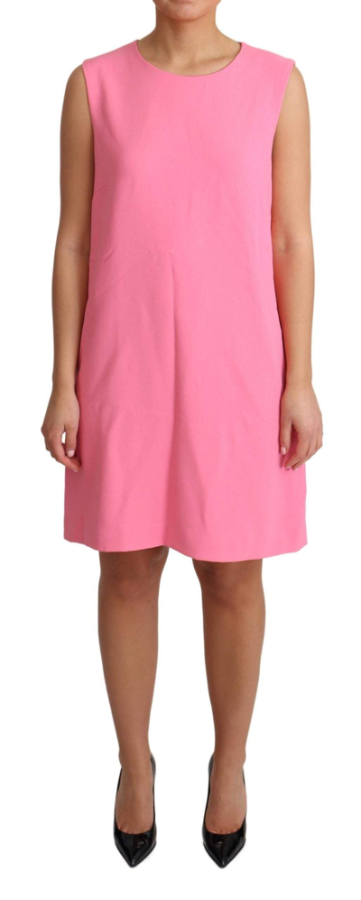 Shop Dolce & Gabbana Pink Shift Sleeveless Knee Length Dress