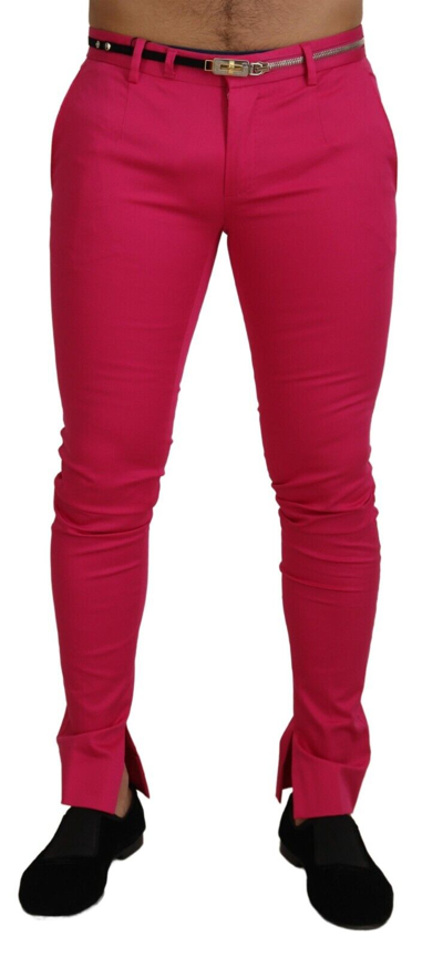 Shop Dolce & Gabbana Pink Zipper Buckle Waist Trousers Pants