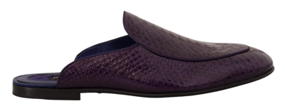 Shop Dolce & Gabbana Purple Exotic Leather Flats Slides Shoes