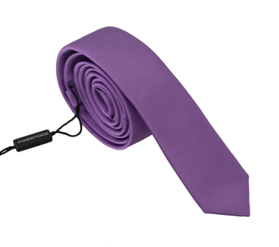 Shop Dolce & Gabbana Purple Solid Print Silk Adjustable Necktie Accessory  Tie